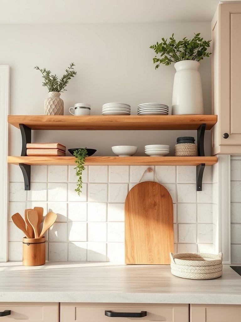 Adding Exposed Wood Open Shelving