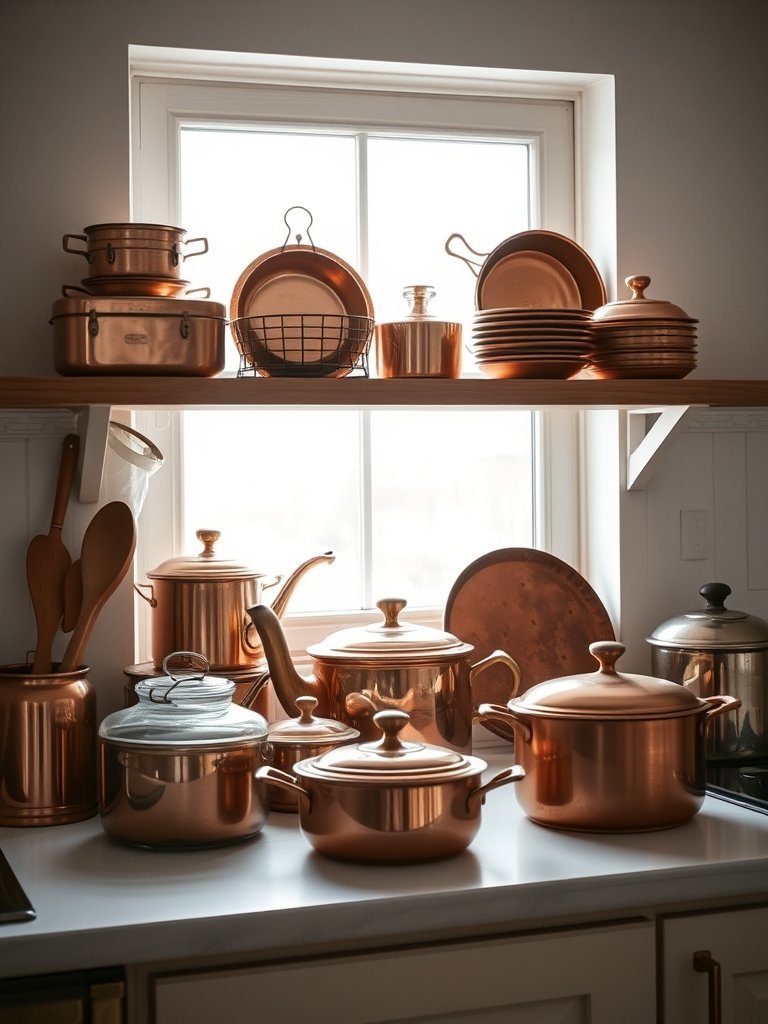 Arrange Antique Copper Kitchenware
