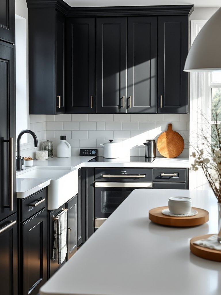 Black Cabinets With White Countertops