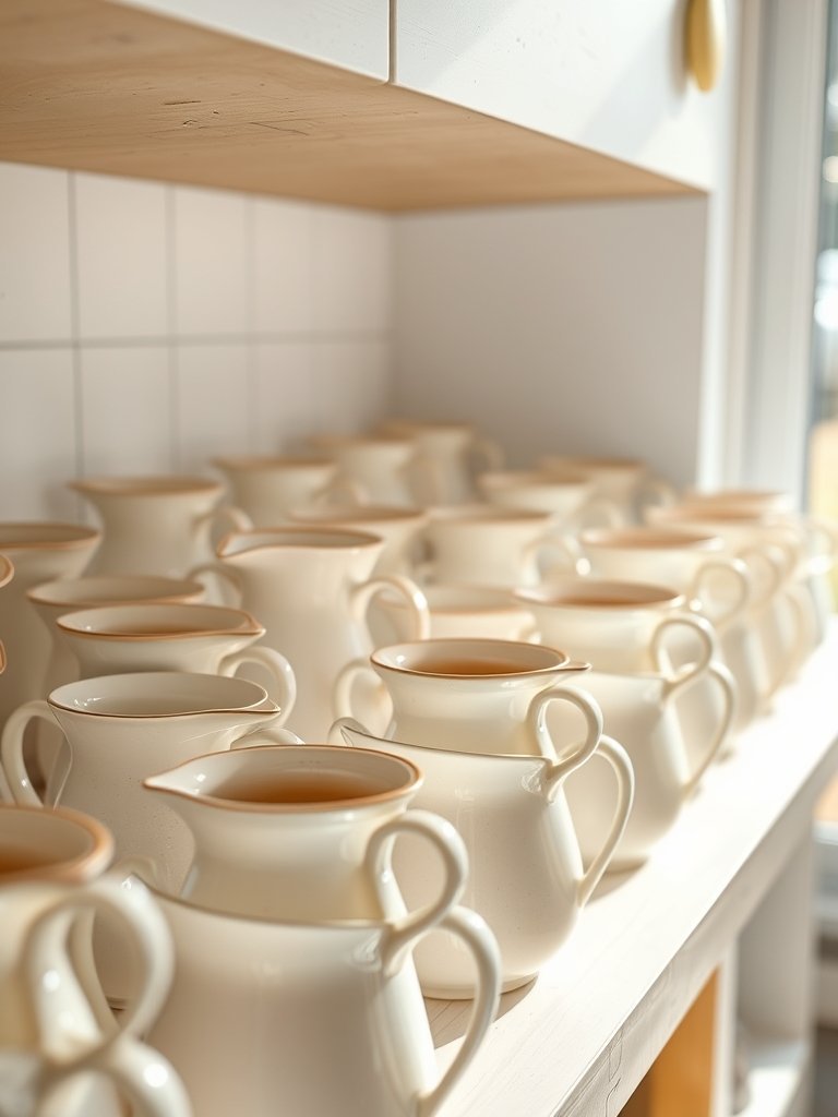 Ceramic Pitchers in Even Rows