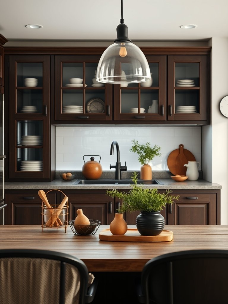 Chocolate Brown With Glass Doors