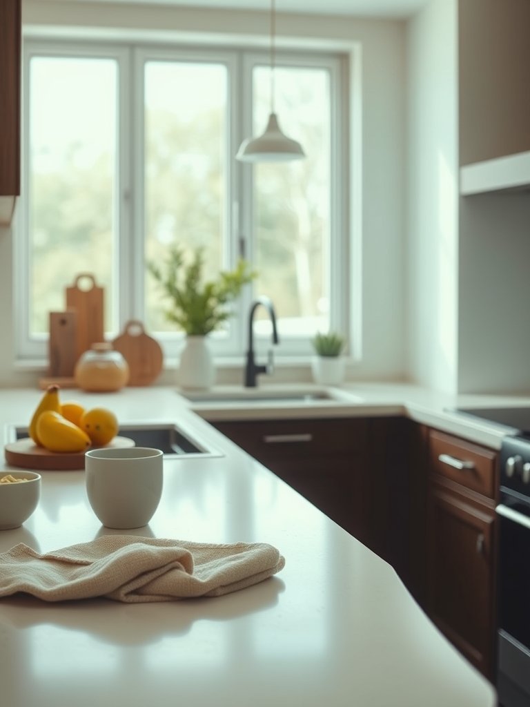 Cream Countertops Soften The Dark
