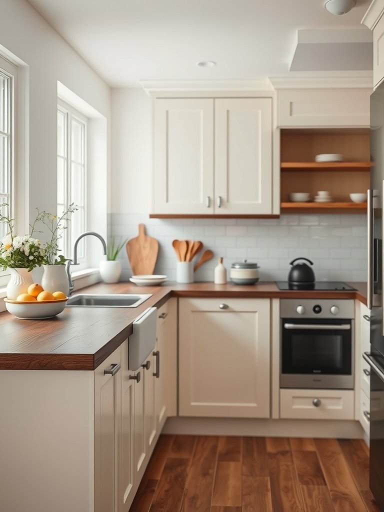 Cream With Dark Wood Counters