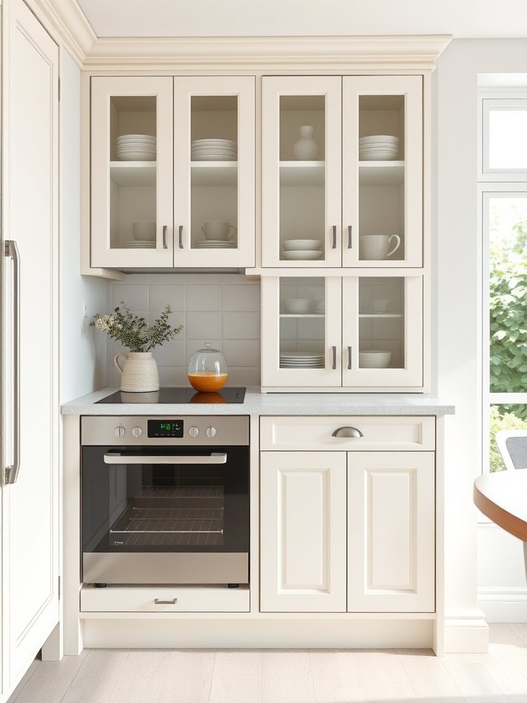 Cream With Glass Front Cabinets