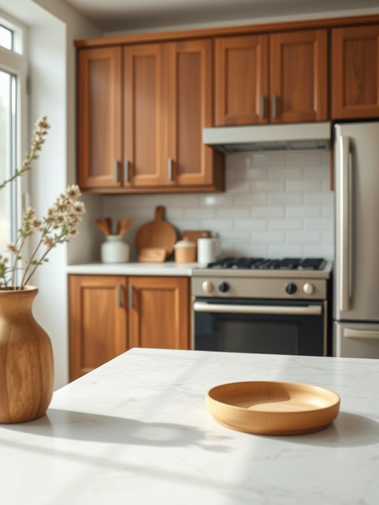 Frame Your Brown Cabinets With Tile