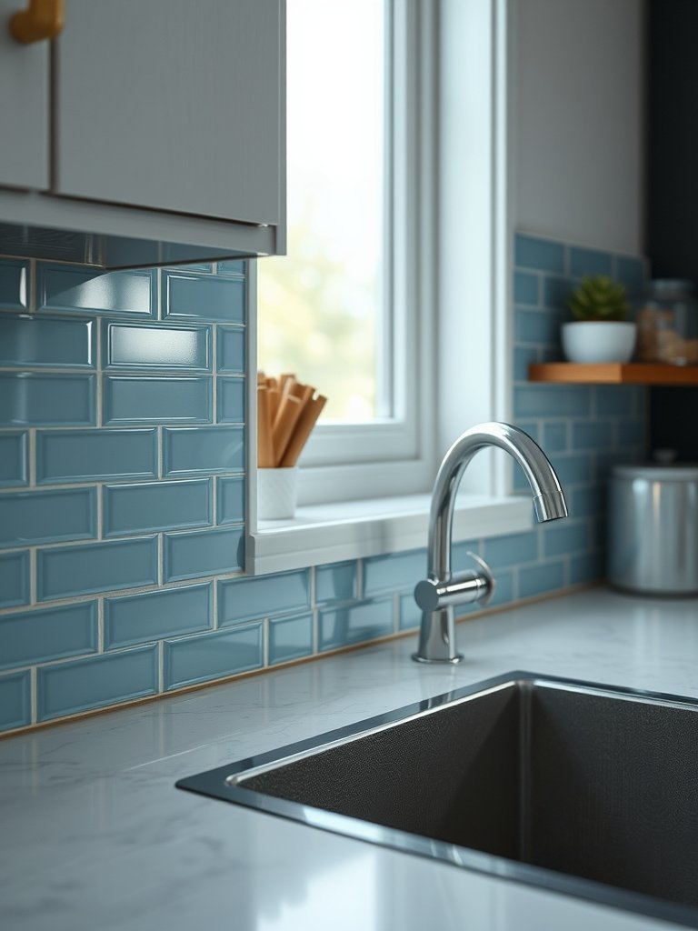 Glass Tiles In Soft Blues