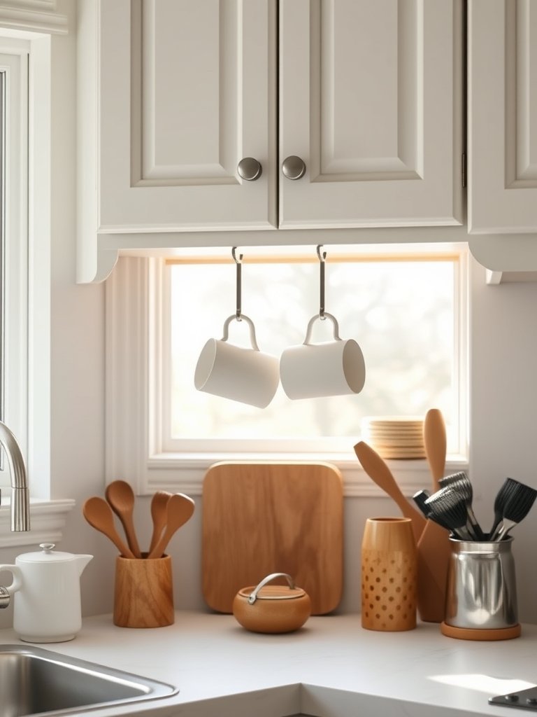 Hang Mug Hooks Under Cabinets