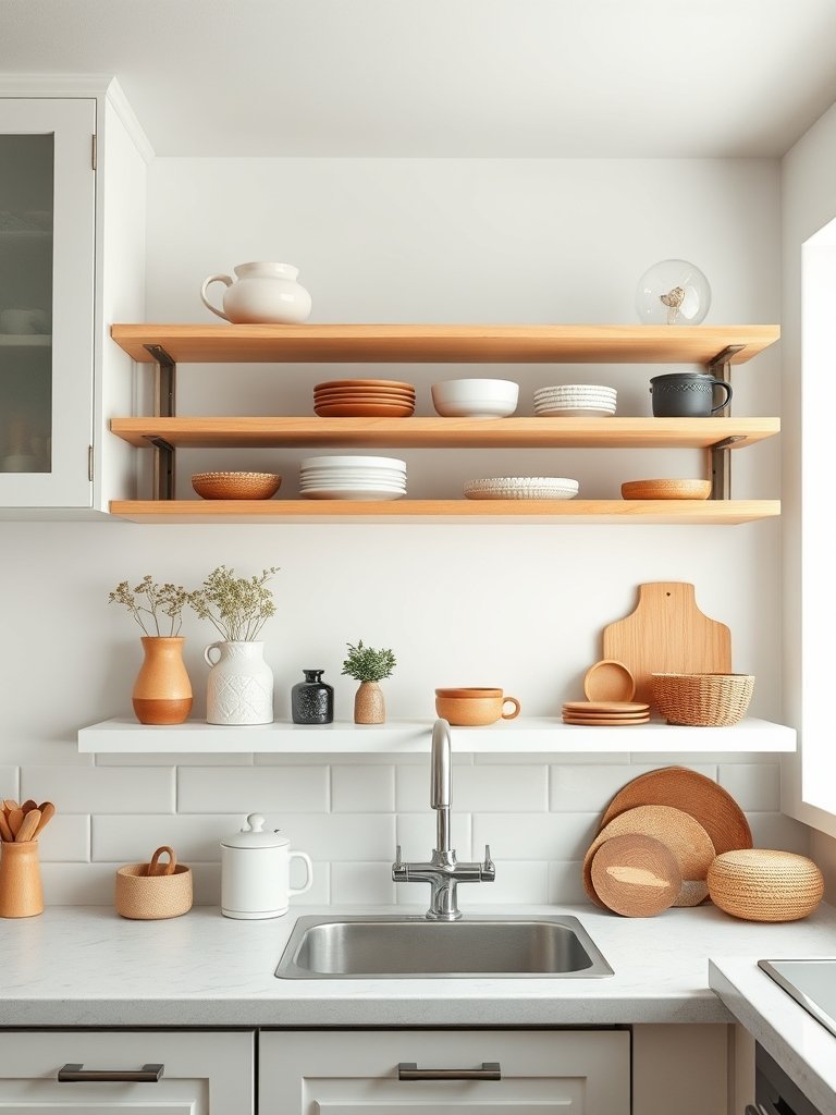 Install Open Shelving Above Counters