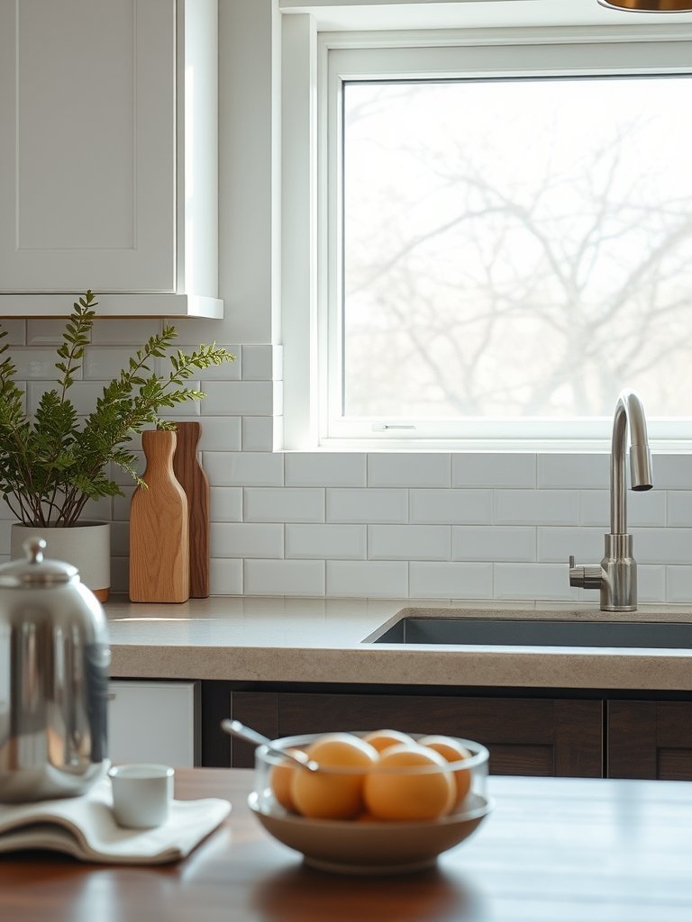 Light Backsplash Tiles Reflect Light