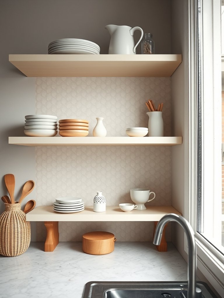 Line Shelves With Patterned Paper