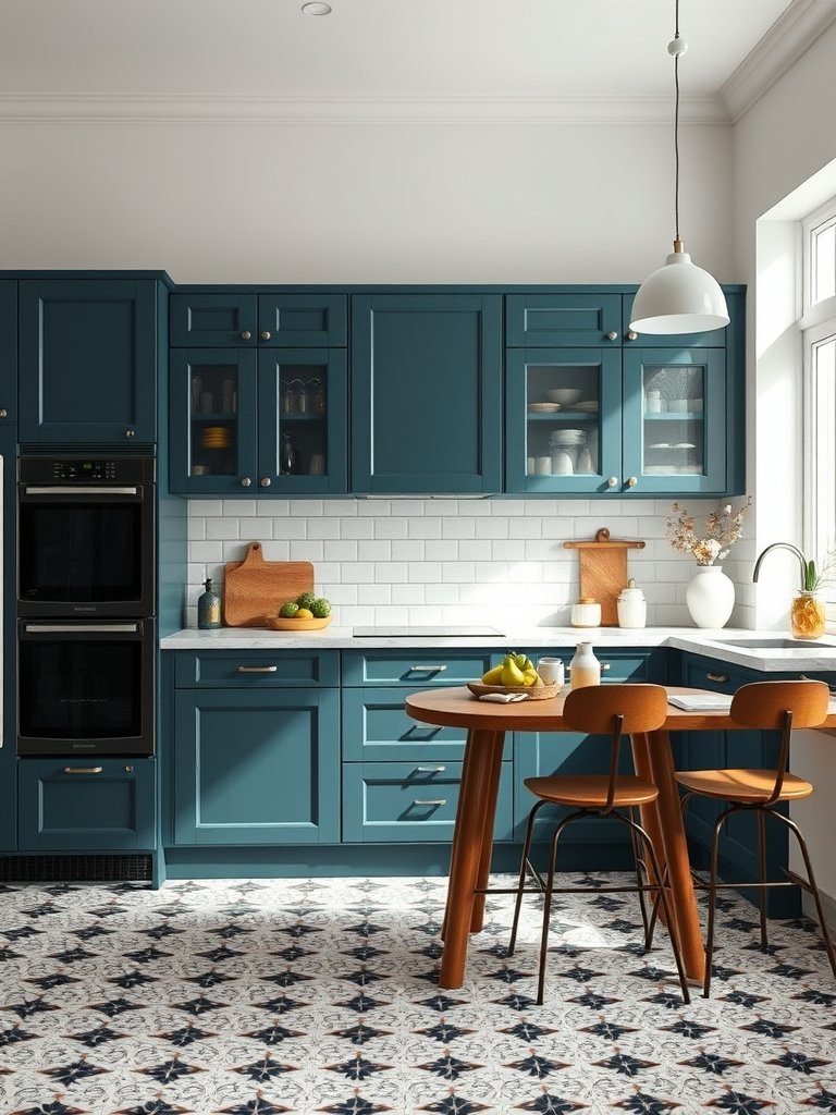 Midnight Teal With Patterned Floors