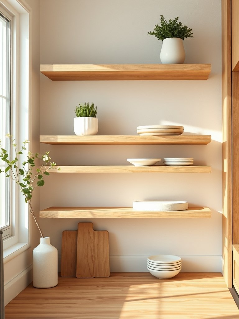 Natural Wood Floating Shelves