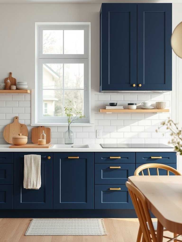 Navy and Gold Cabinets