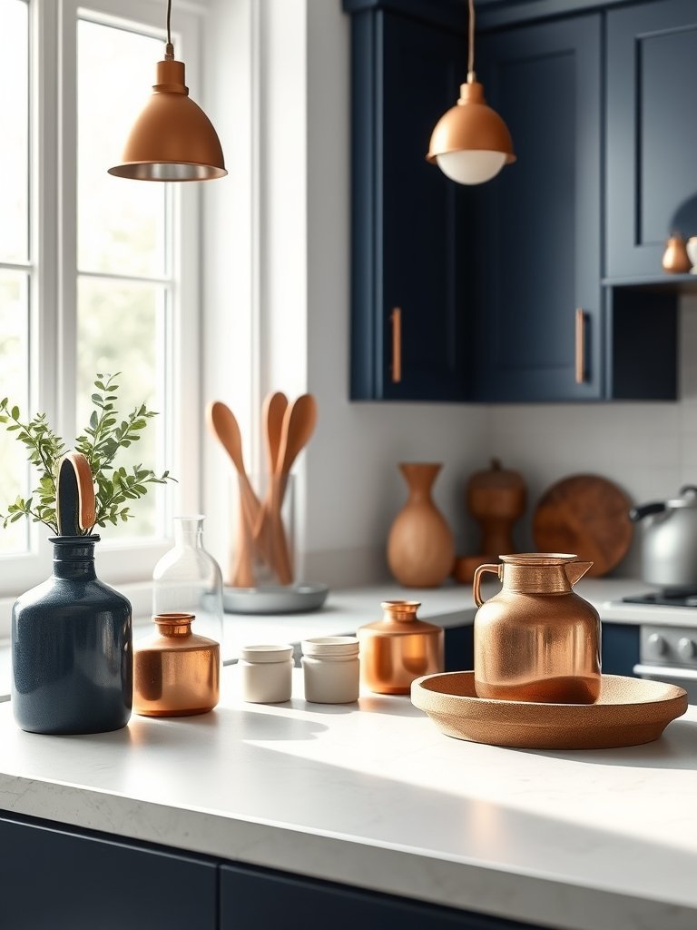 Navy Blue With Copper Accents