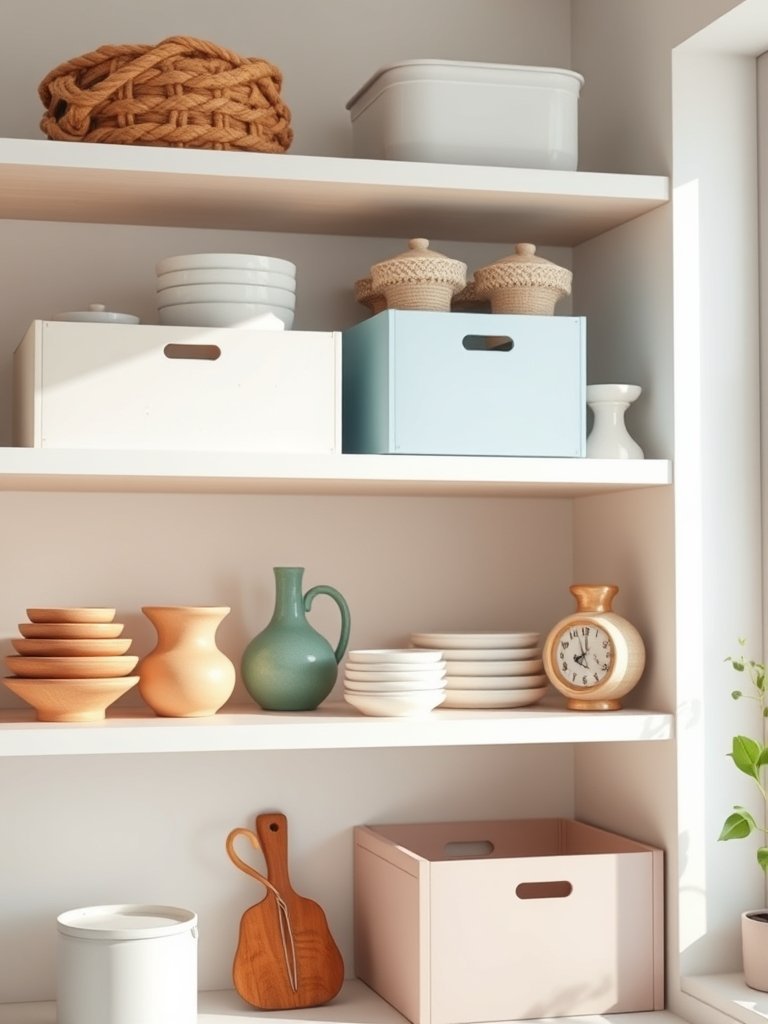 Open Shelving With Painted Boxes