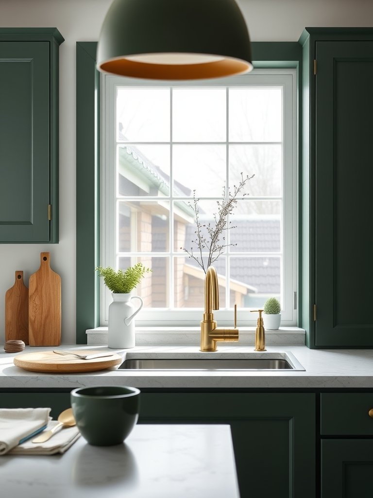 Pair Dark Green With Brushed Brass