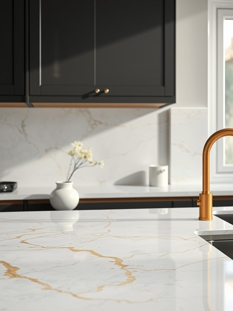 Polished Marble With Gold Veining