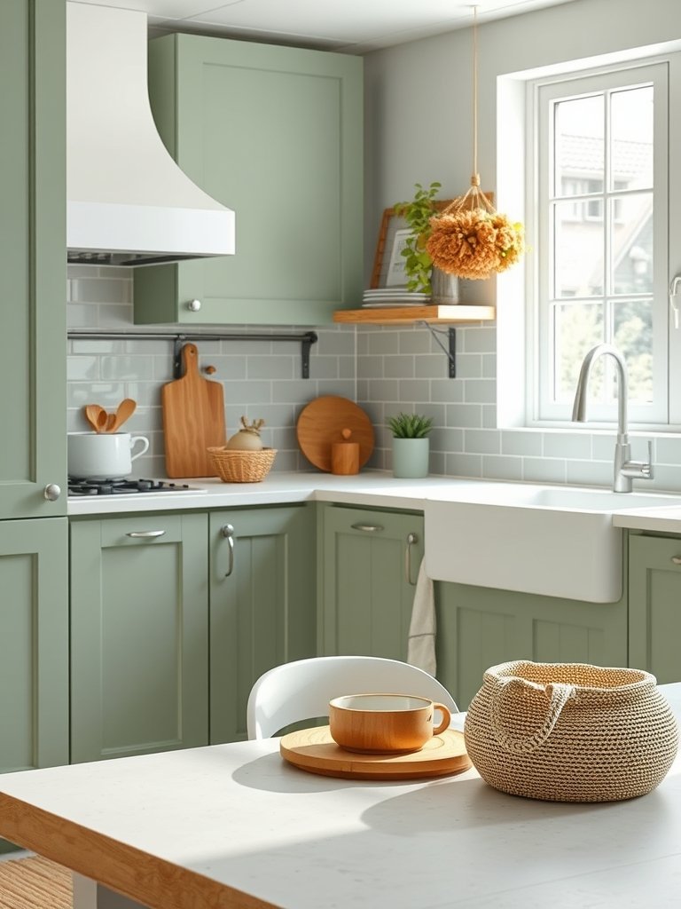 Sage Green With Subway Tile