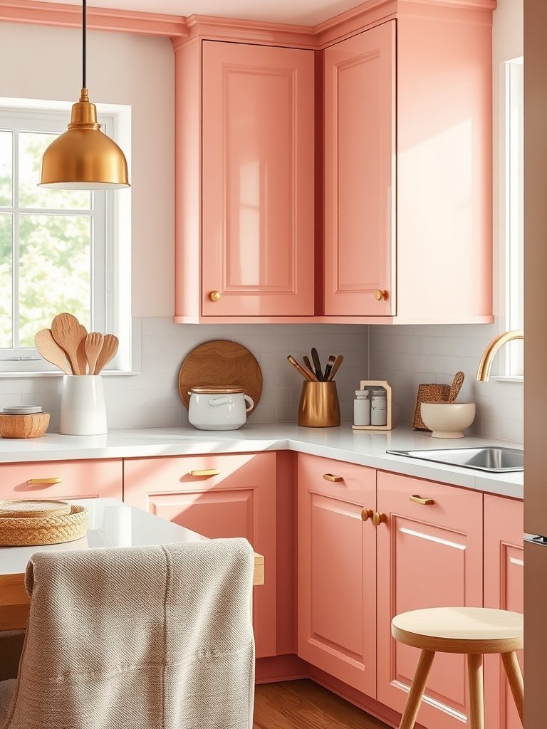 Salmon Pink with Brass Accents