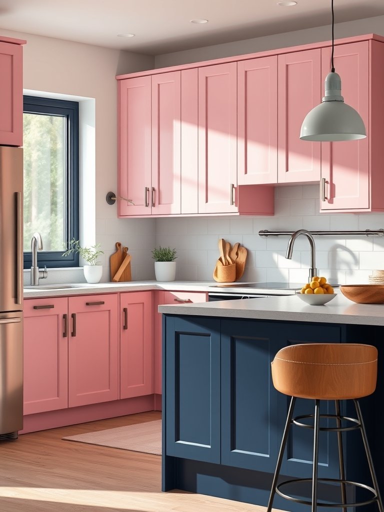 Soft Pink with Navy Blue