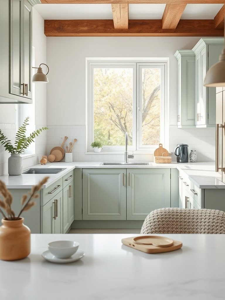 Soft Sage With White Marble
