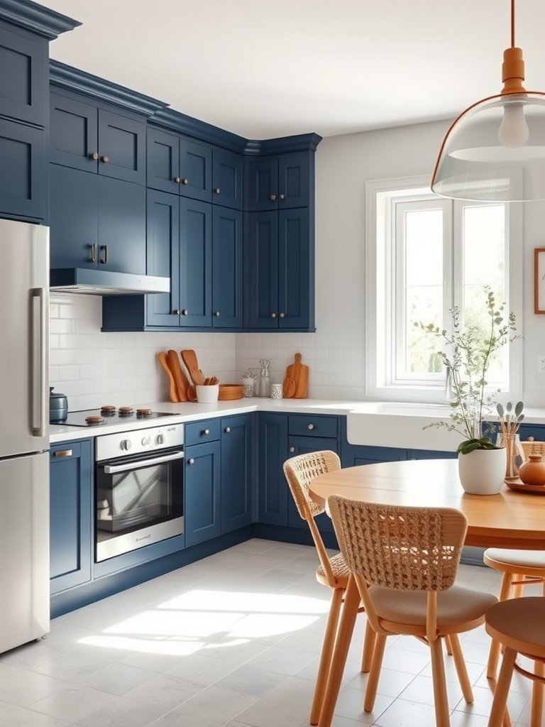 Try Navy Blue Lower Cabinets