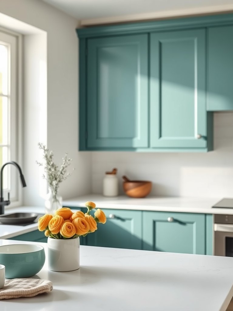Try Teal Lower Cabinets Only