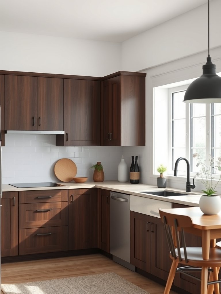 Two Tone Cabinets Provide Balance