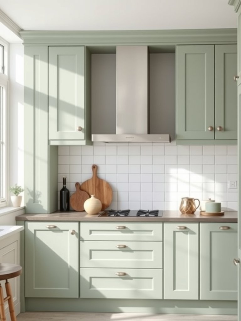 Two-Tone Sage Kitchen Layouts