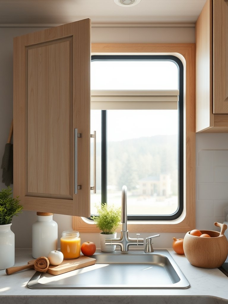 Use Adhesive Hooks Inside Cabinet Doors
