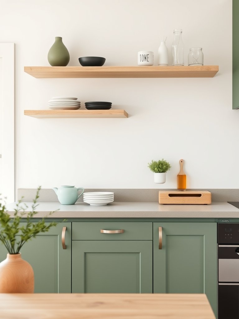 Use Light Wood Floating Shelves