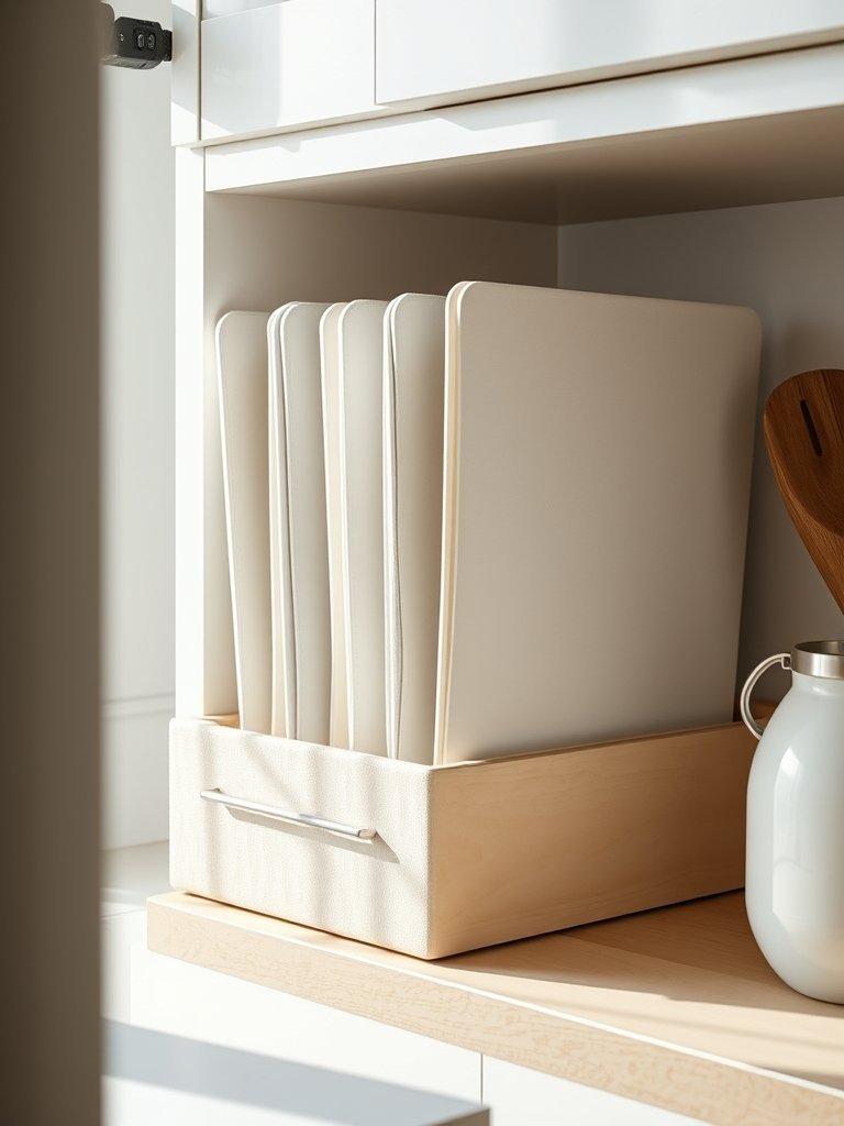 Vertical Dividers Organize Baking Sheets