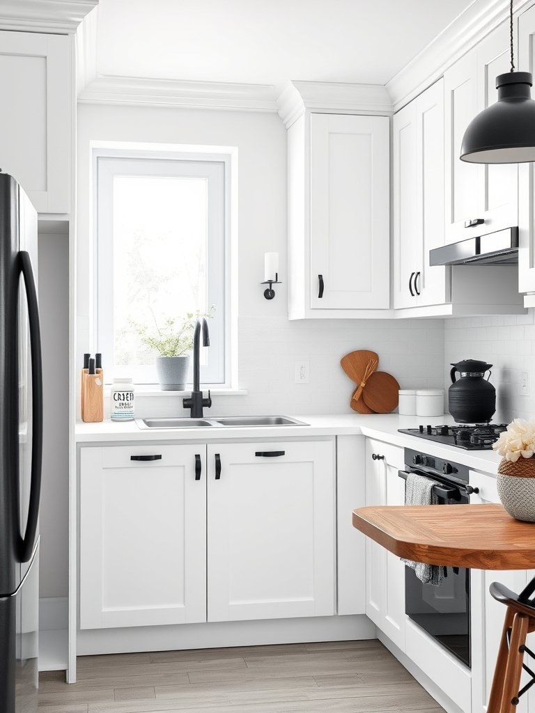 White Cabinets With Black Decor
