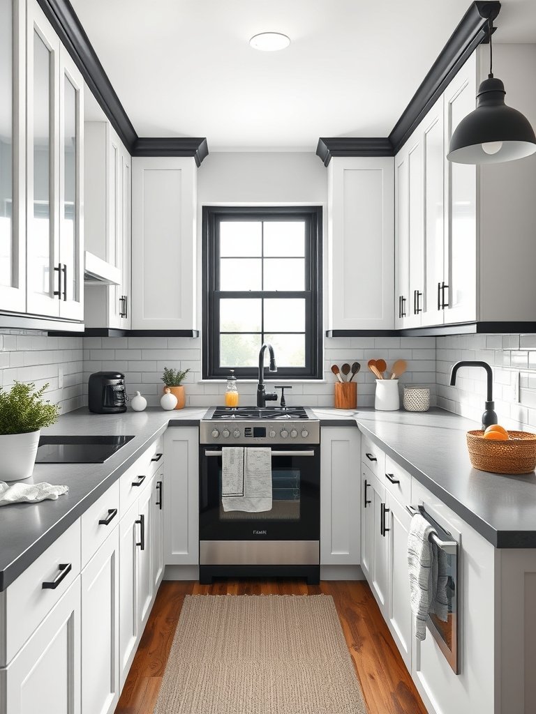 White Cabinets With Black Trim