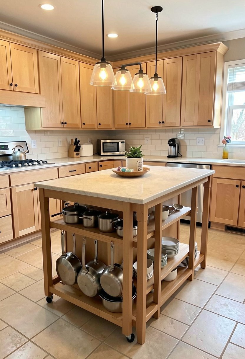 Add a Rolling Pot Rack Island