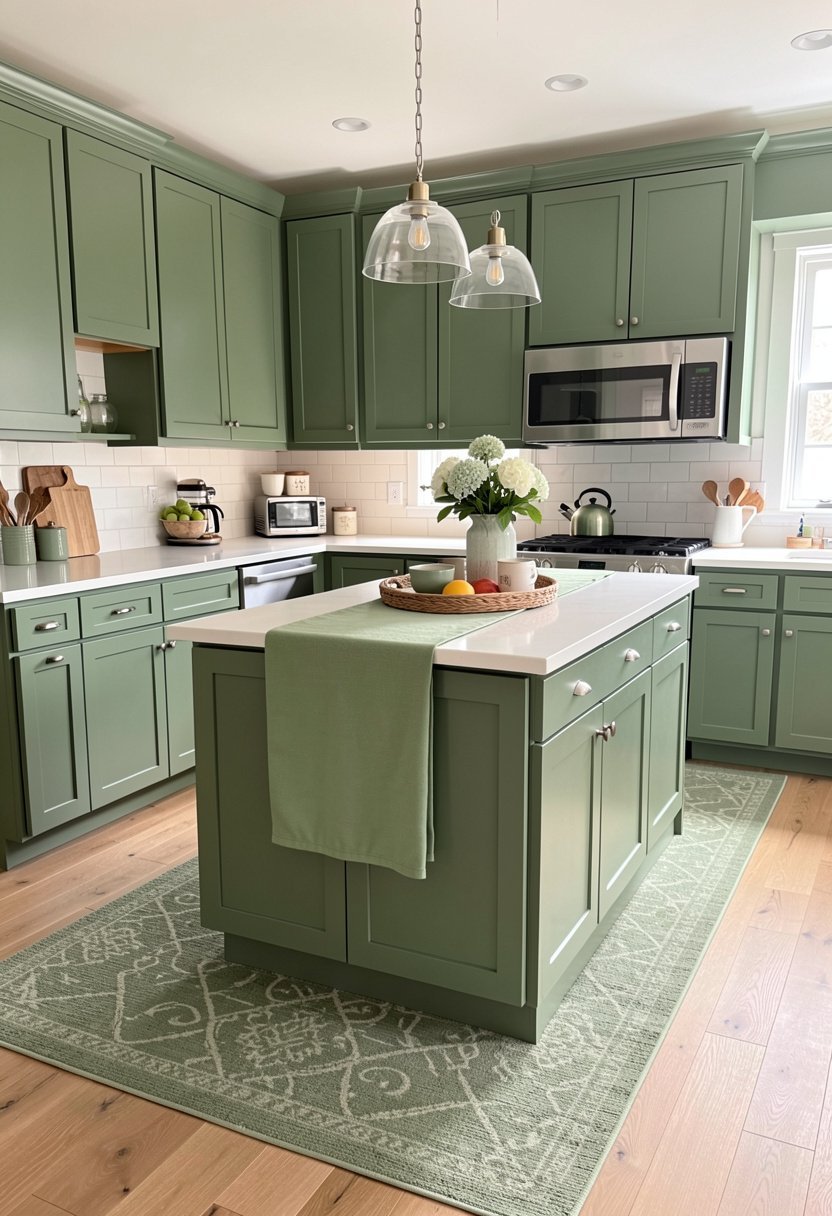 Add a Sage Green Runner Rug