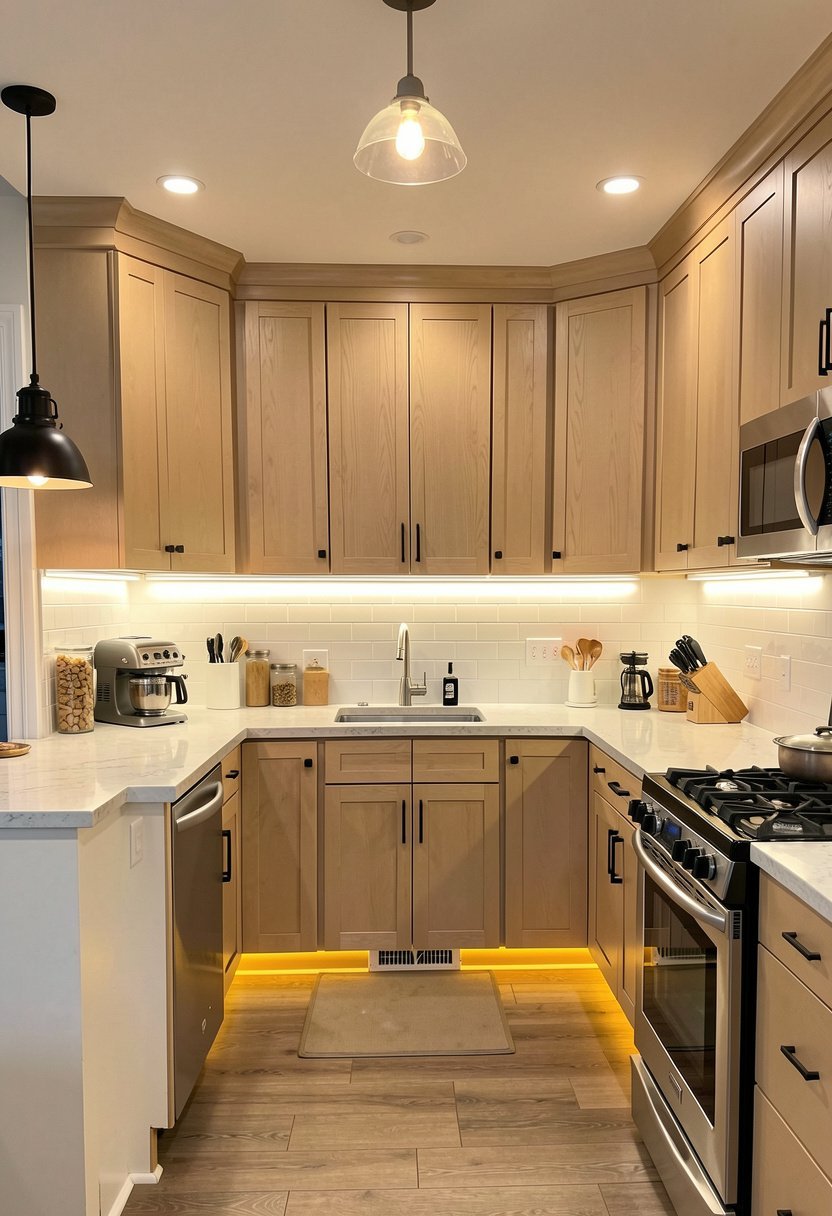 Add Bright Tape Under Cabinets