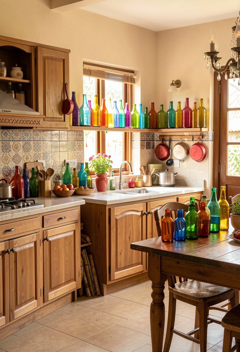 Add Colorful Glass Bottles