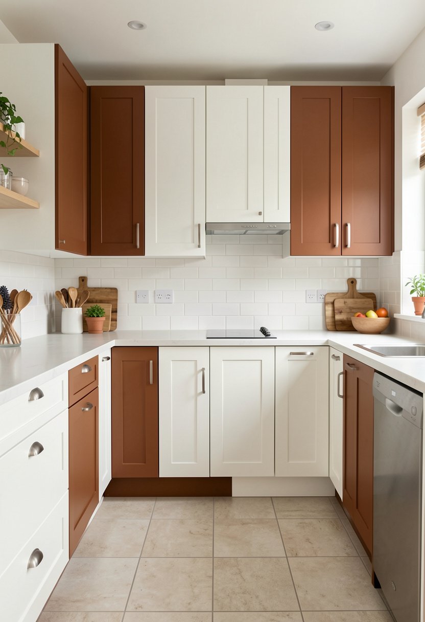 Burnt Sienna Brown and Soft White