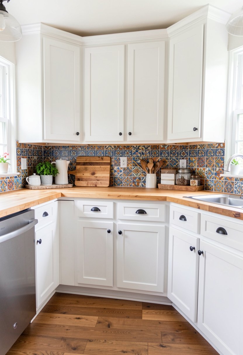 Butcher Block with Colorful Zellige Tile