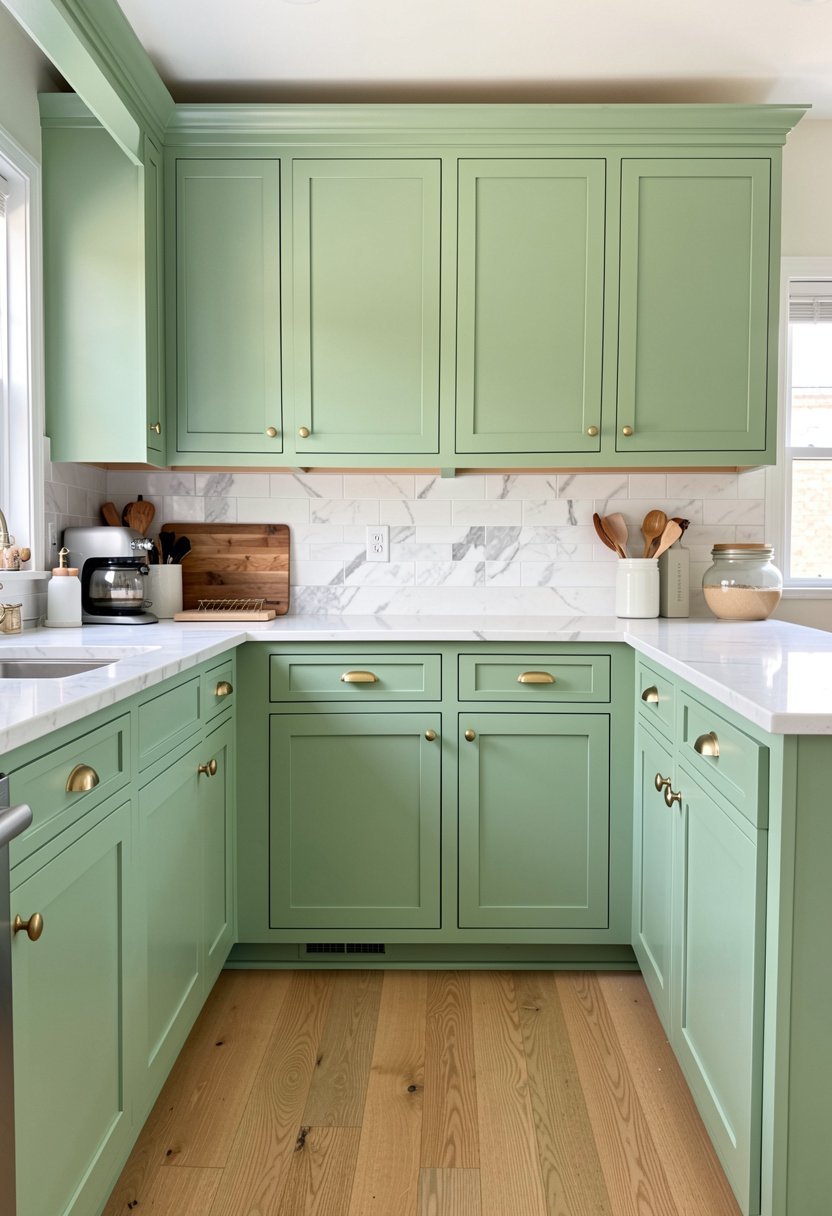 Celadon Green with Brass Knobs