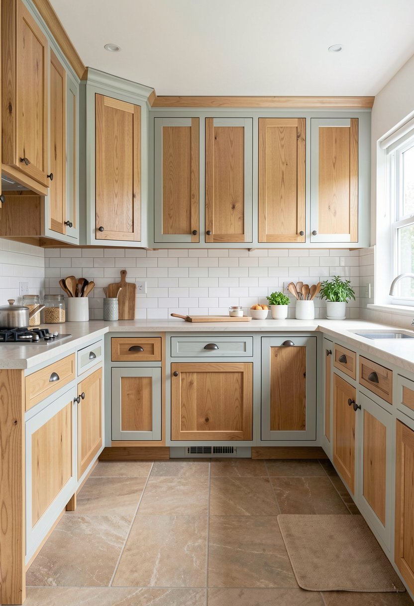 Combine Natural Wood and Painted Frames