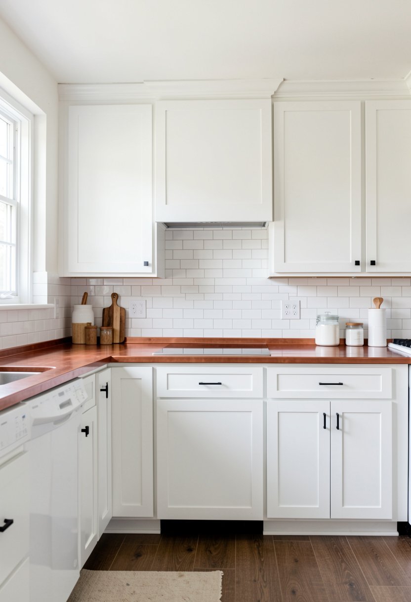 Copper Counters with White Subway Tile