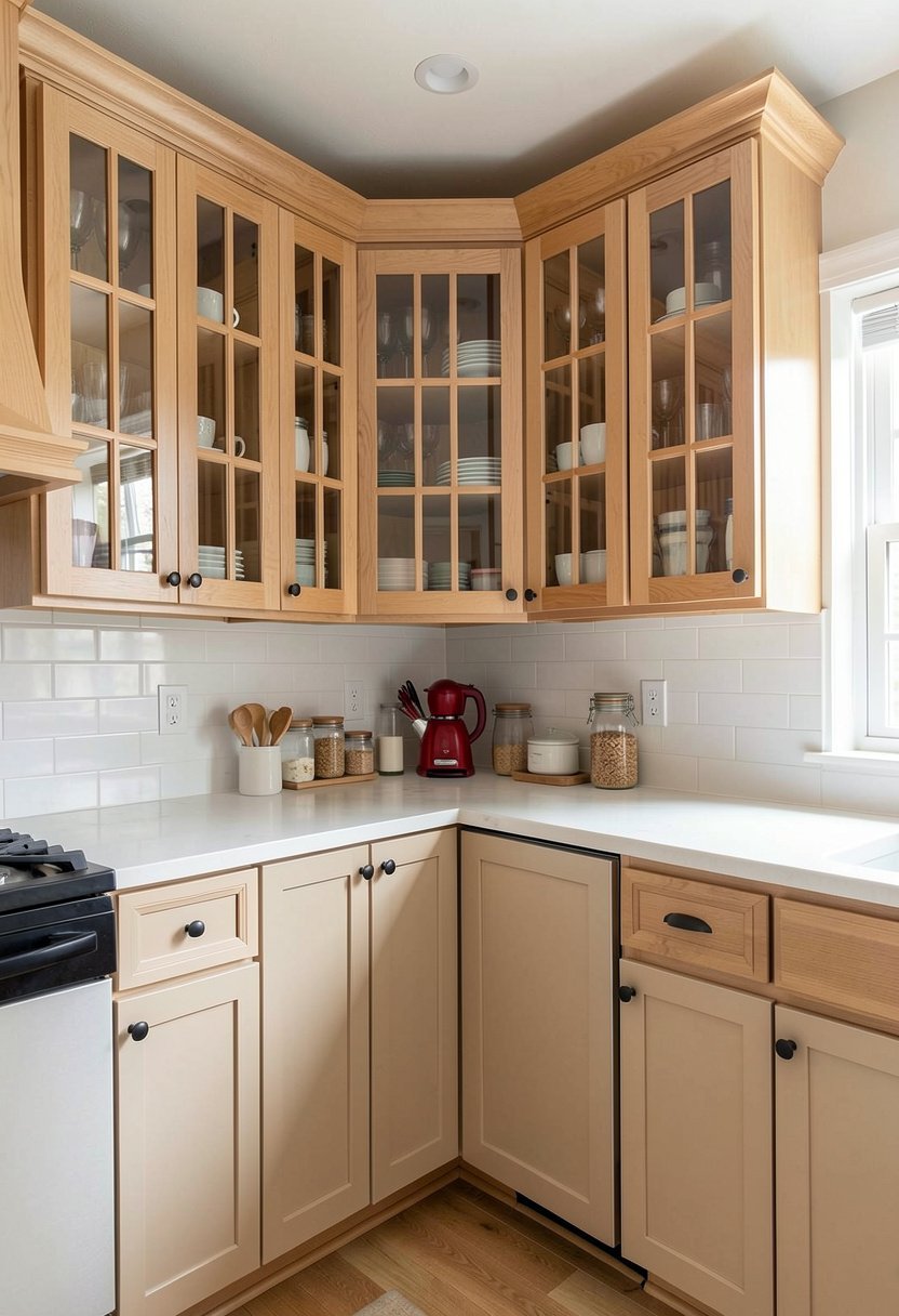 Corner Hanging Cabinets with Glass Doors