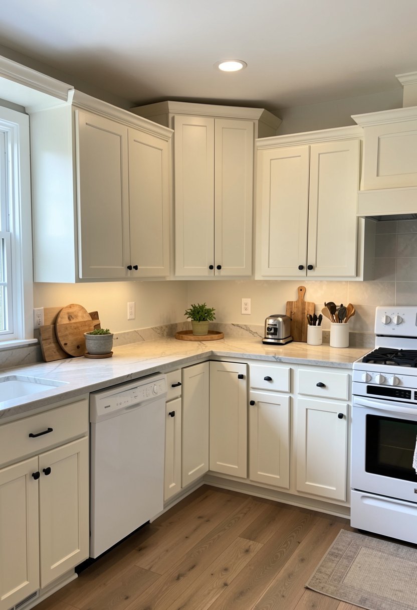 Creamy White Cabinets for Light Contrast