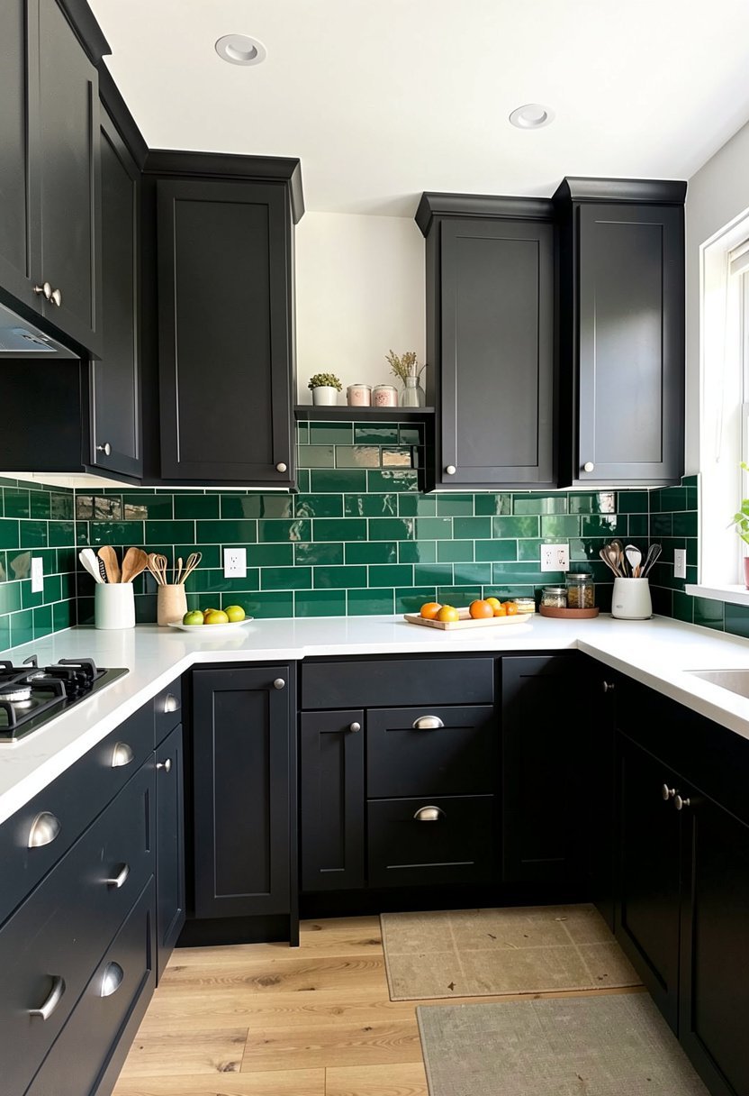 Deep Emerald Green Glass Tiles