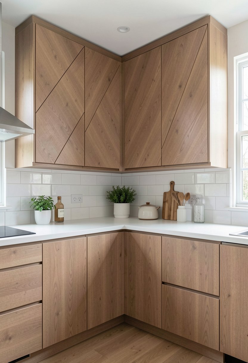 Diagonal Cabinets Look Very Custom