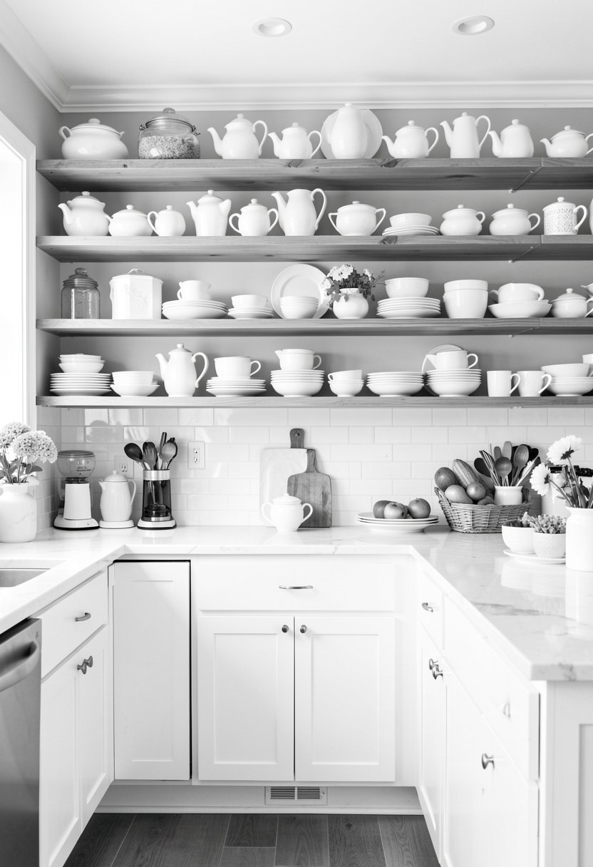 Display White Ceramics On Open Shelves