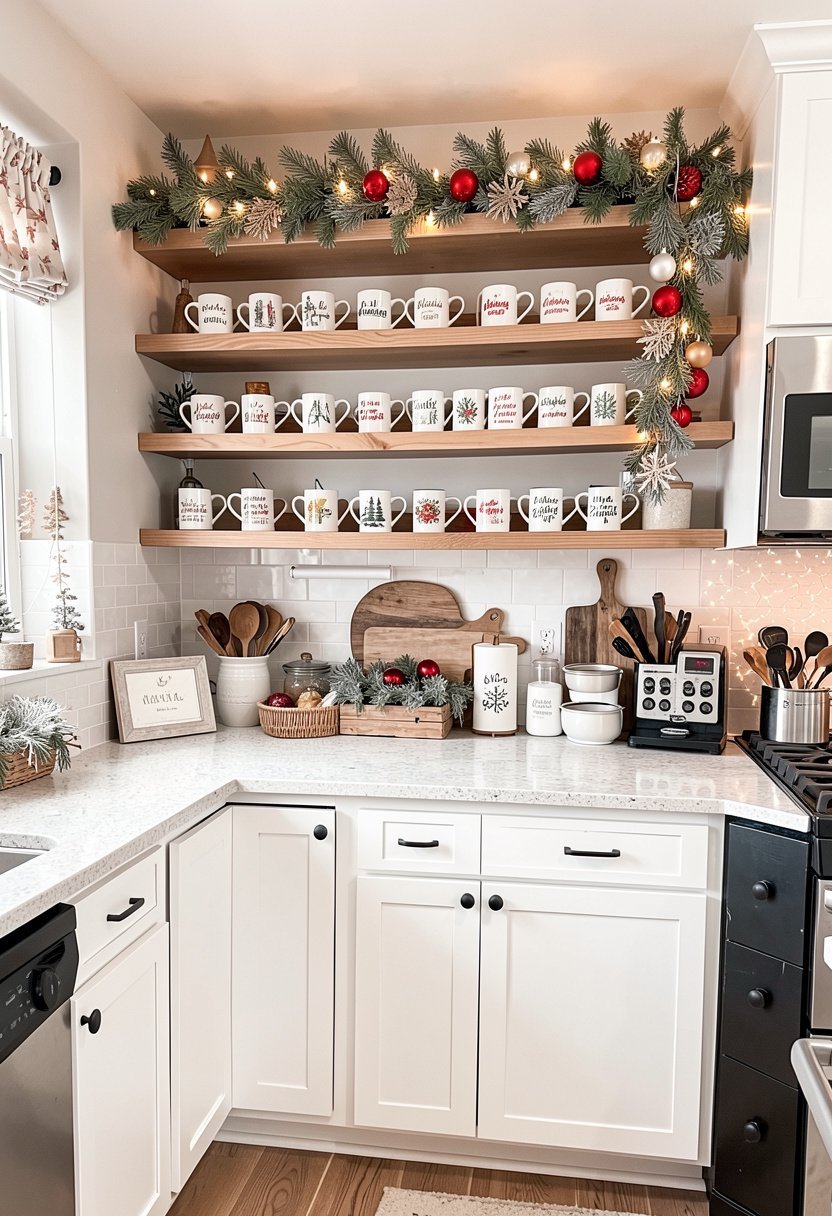 Display Your Holiday Mugs On Open Shelving