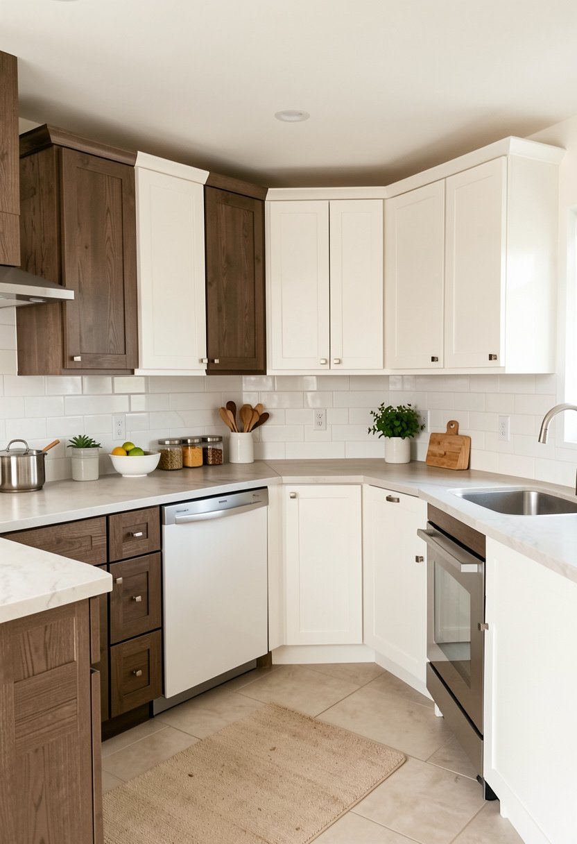 Driftwood Brown and Off-White Cabinets